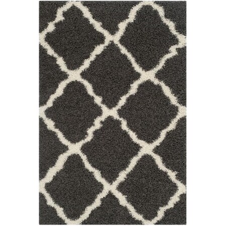 Safavieh Dallas Shag Power Loomed Rectangle Rug- Dark Grey - Ivory- 5 ft. 1 in. x 7 ft. 6 in. SGD257A-5